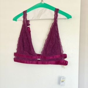 Free People NWT Eggplant Lace Bralette Size M